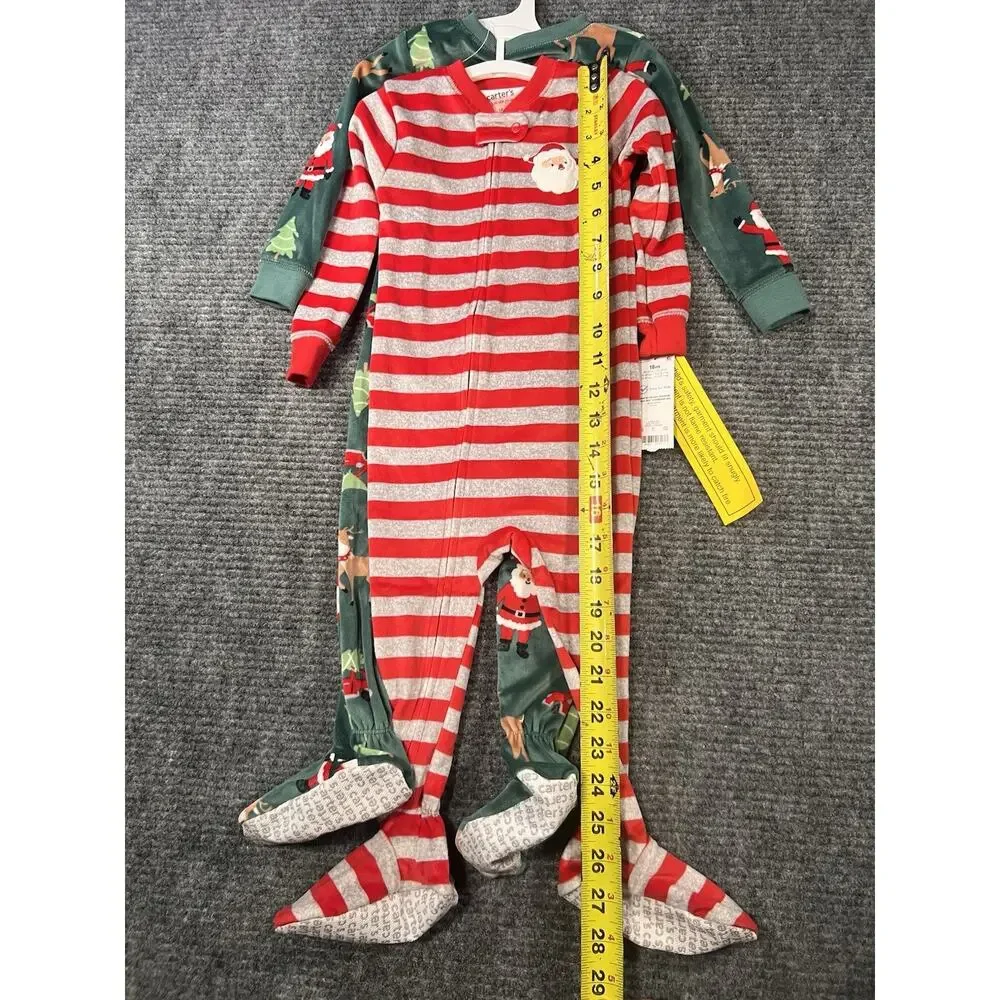 Carter’s Just One You Baby 12-18M Santa Christmas Footed Fleece Pajamas 2Pc NWT